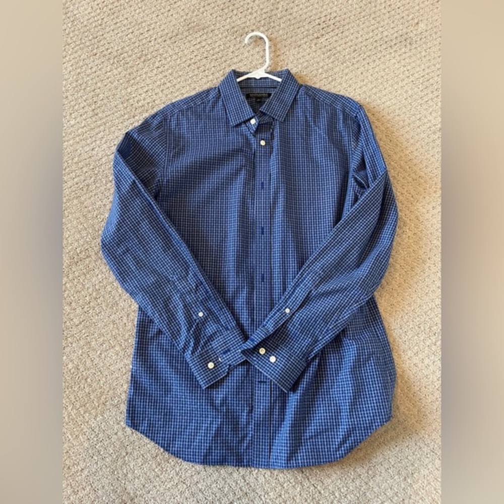 Banana Republic Navy Checkered Button Down Shirt